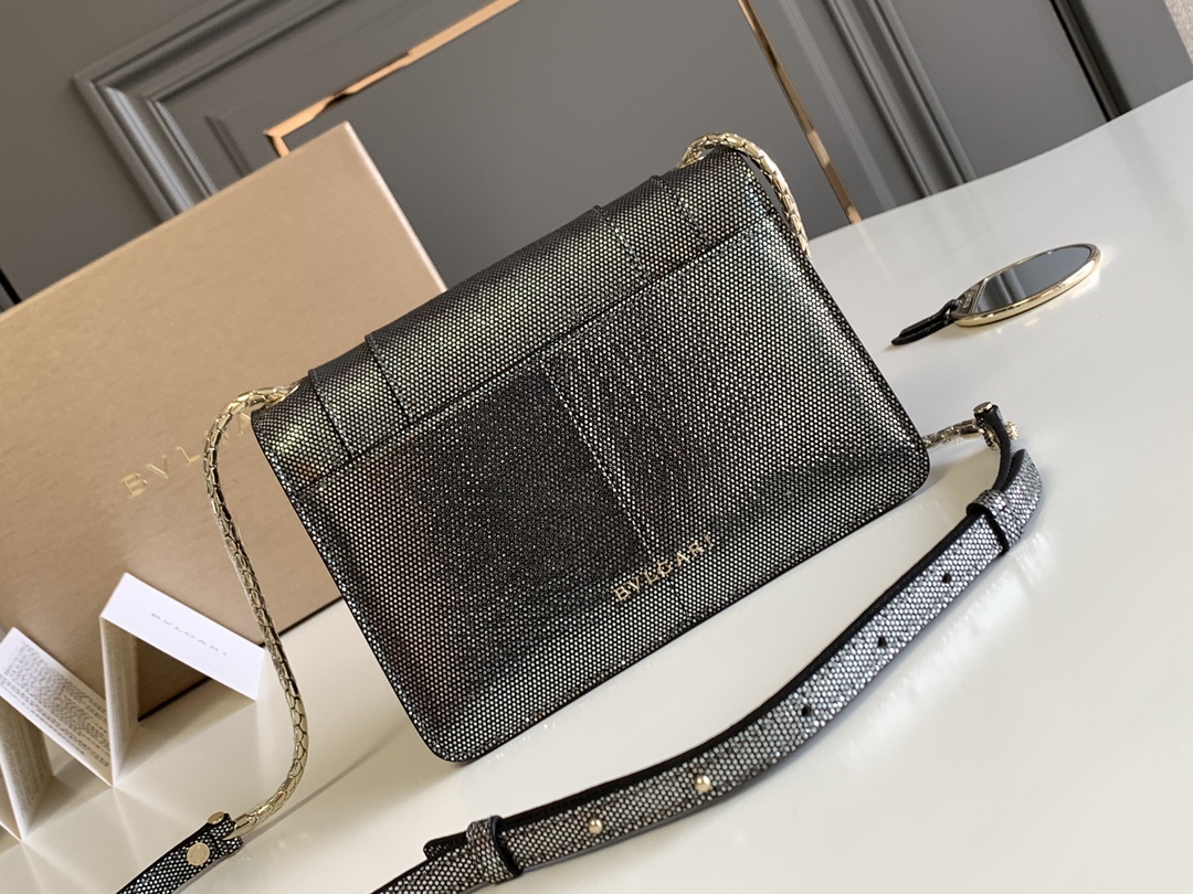 Bvlgari Serpenti Forever Crossbody Bag in Black Snake Skin